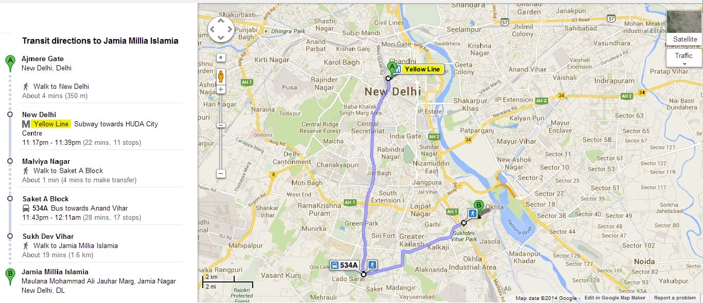 New Delhi Railway Station (Ajmeri Gate) to Jamia Millia Islamia