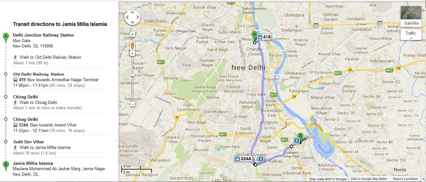 Old Delhi Railway Statioin to Jamia Millia Islamia